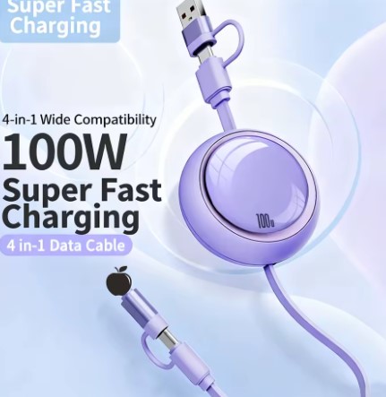 Cable USB Tipo C Retráctil 4 en 1 100W